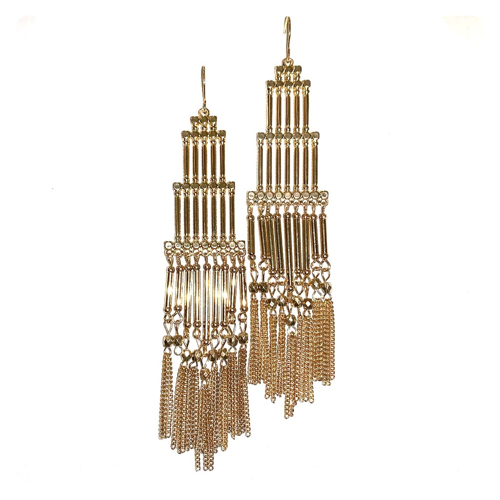 Boho Statement Gold Fringe Earrings